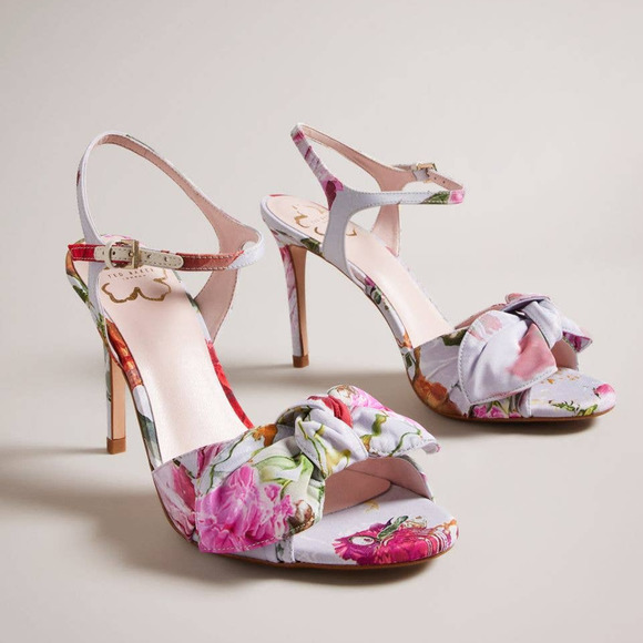 Ted Baker Shoes - Ted Baker Ivory Neelia Floral Print Bow Heeled Sandals NEW Size 37.5 - US 7.5